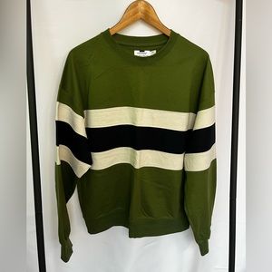 Topman sweat-shirt green with white and blue stripe, size large